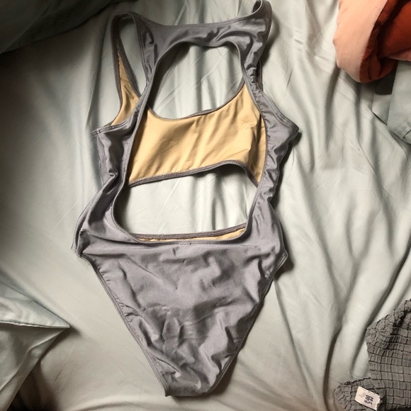Los Angeles Apparel cutout bathing suit in silver - Picture 2 of 4